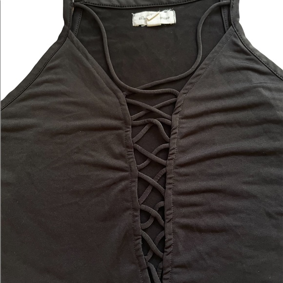 Silence and noise black tank top lace up front - Picture 3 of 4
